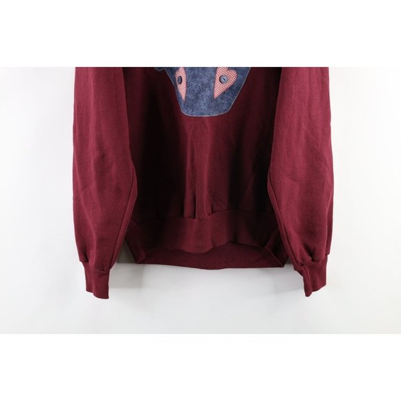 Vintage 90s Womens Size Medium Quilt Patchwork Noahs Ark Animal Sweatshirt USA - Picture 3 of 7